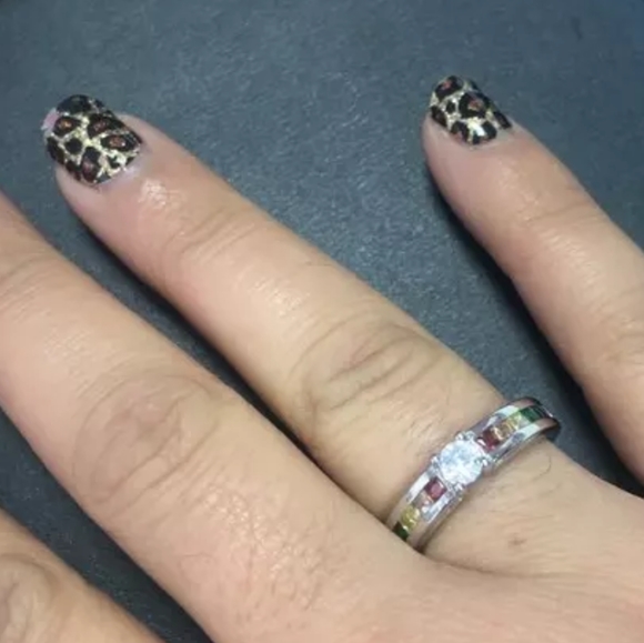 🌈NEW STERLING RAINBOW CHANNEL SET CZ RING - Picture 7 of 8